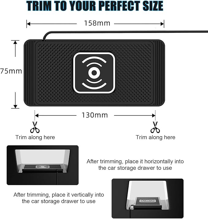 Wireless Charging Pad for Car for Jeep Gladiator Overland(JT) Gladiator Rubicon(JT), 15W Fast Wireless Charger Mat Non-Slip Silicone Car Center Console Phone Charging Pad,A/15W-Type-c