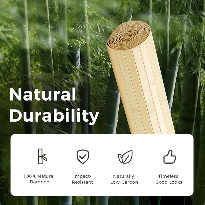 OUZUGIE 2 Pack 96x48 Inch Natural Bamboo Wall Panel – Raw Pole Wrap Paneling
