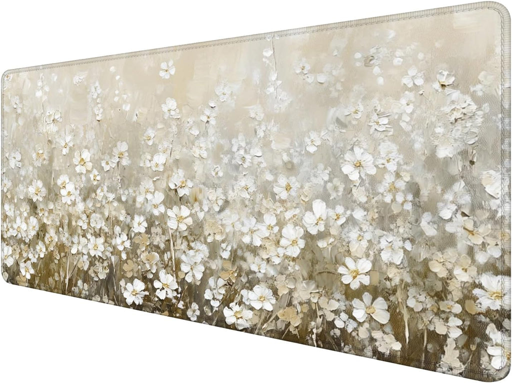 Vintage Watercolor Floral Large Mouse Pad 31.5x15.7inch, Retro Cottagecore Flower Large Extended Computer Desk Mat Mousepad for Keyboard and Mouse, Floral Desk Accessories