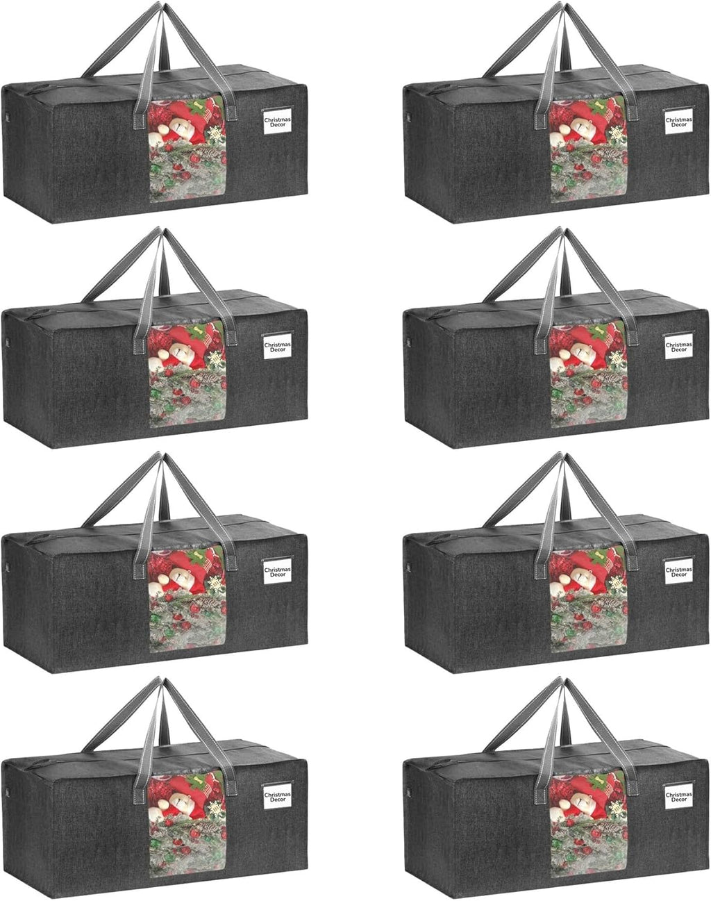 VENO 8 Pack Moving Bags Extra Large Storage Bags for College Move-In, Heavy-Duty Storage Totes, Packing Boxes, and Wardrobe Moving Supplies - Durable Laundry Bags for Clothes (Gray w/Window, 8 Pack)