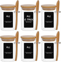 ComSaf Spice Jars with Spoon 8 oz 6Pack, Small Spice Containers Starter Set, Glass Seasoning Jars with Labels, Round Seasoning Containers for Salt, Pepper, Chili Powder, Sugar, Loose Tea Storage