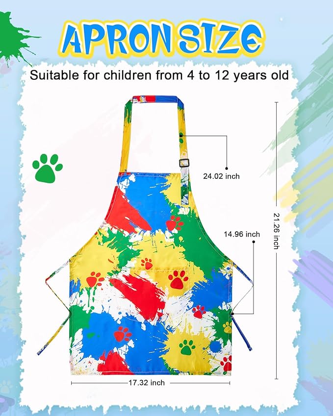 Lictin 2 Pack Kids Apron Girls Boys for Cooking, Waterproof Art Apron with Pockets for Kids Painting Cooking Baking