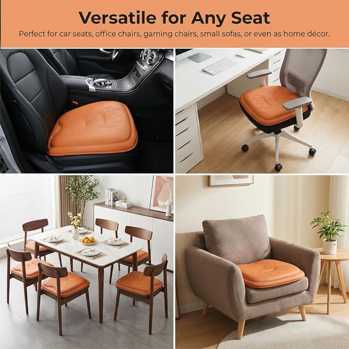 Comfort Dreamcatcher Car Seat Cushion Non-Slip - Relaxing, Optimal Support & Posture for Long Drive (Front Seats (Orange))