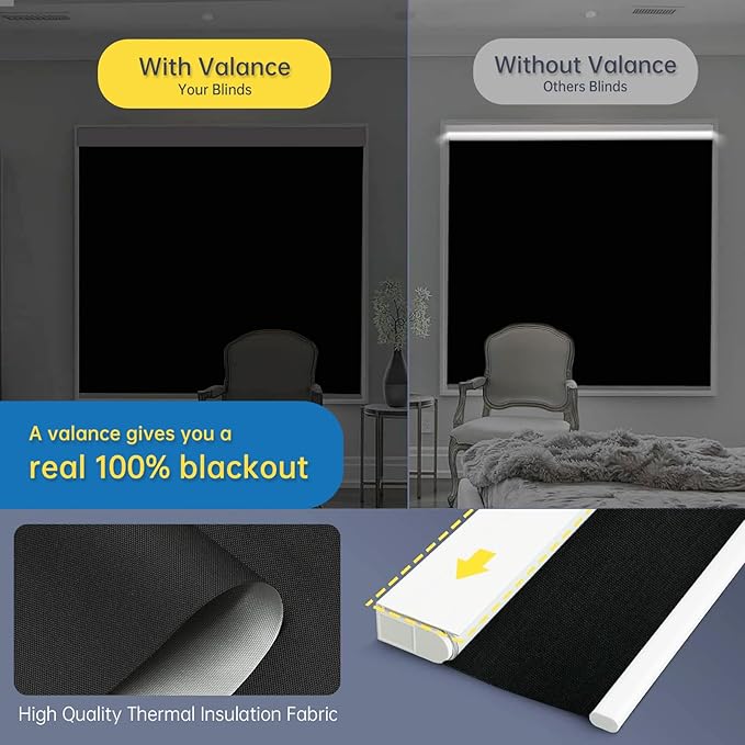 DENFOON Motorized Blinds with Remote, Thermal ElectricBlinds【Solar Panel】