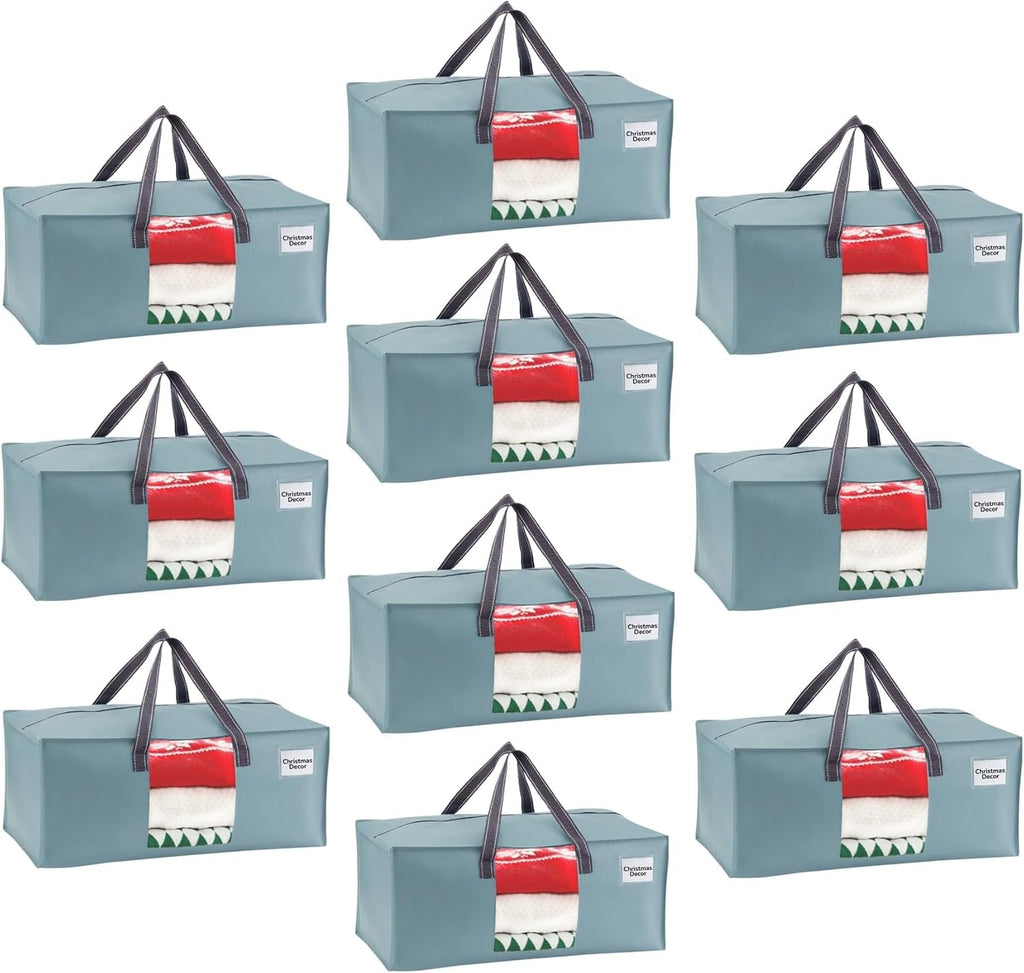 VENO 10 Pack Moving Bags for College, Heavy-Duty Storage Totes, Moving Boxes and Wardrobe Packing Supplies Alternative - Extra Large Durable Laundry Bags for Clothes (Light Blue Matte, 10 Pack)