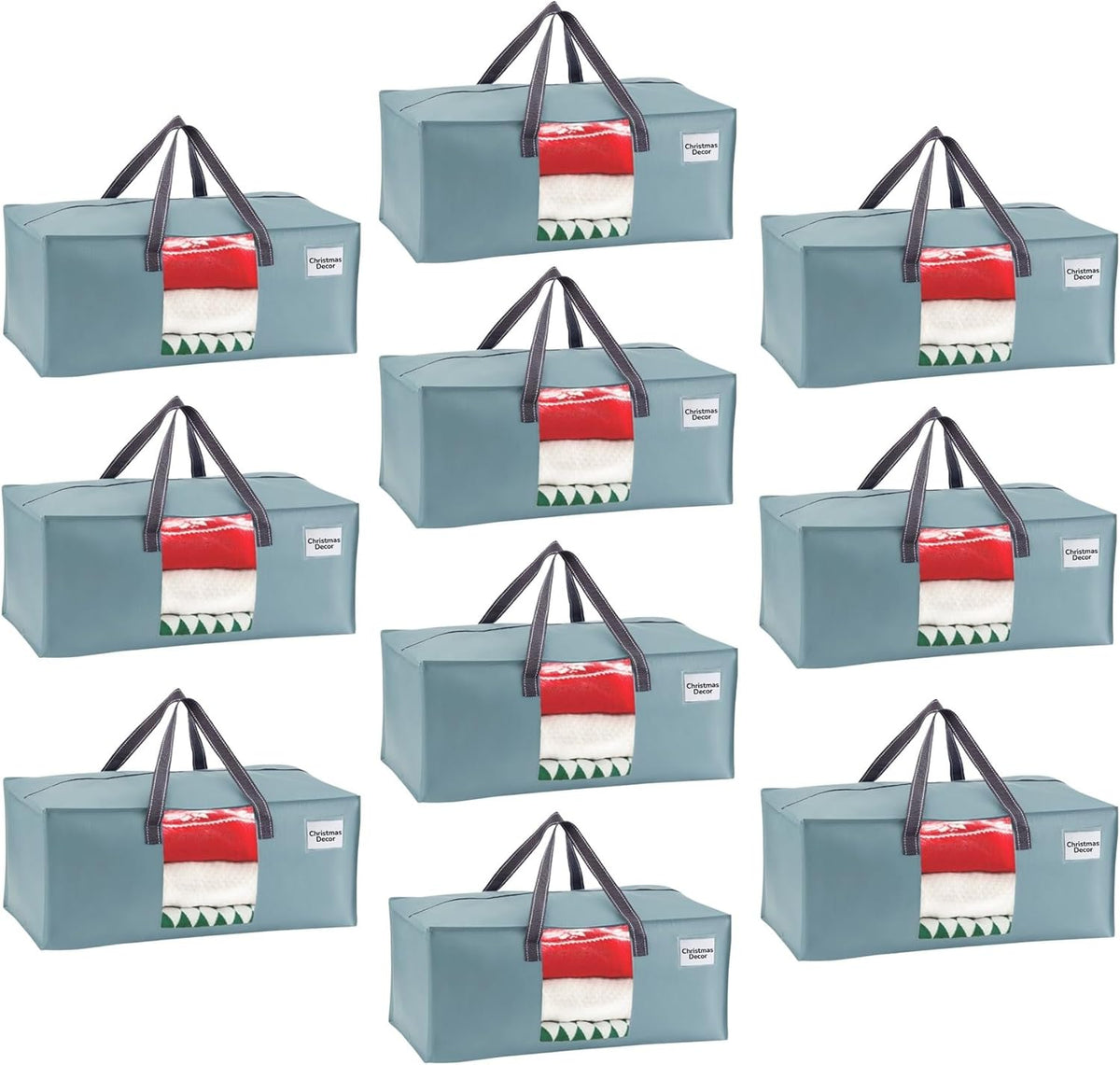 VENO 10 Pack Moving Bags for College, Heavy-Duty Storage Totes, Moving Boxes and Wardrobe Packing Supplies Alternative - Extra Large Durable Laundry Bags for Clothes (Light Blue Matte, 10 Pack)