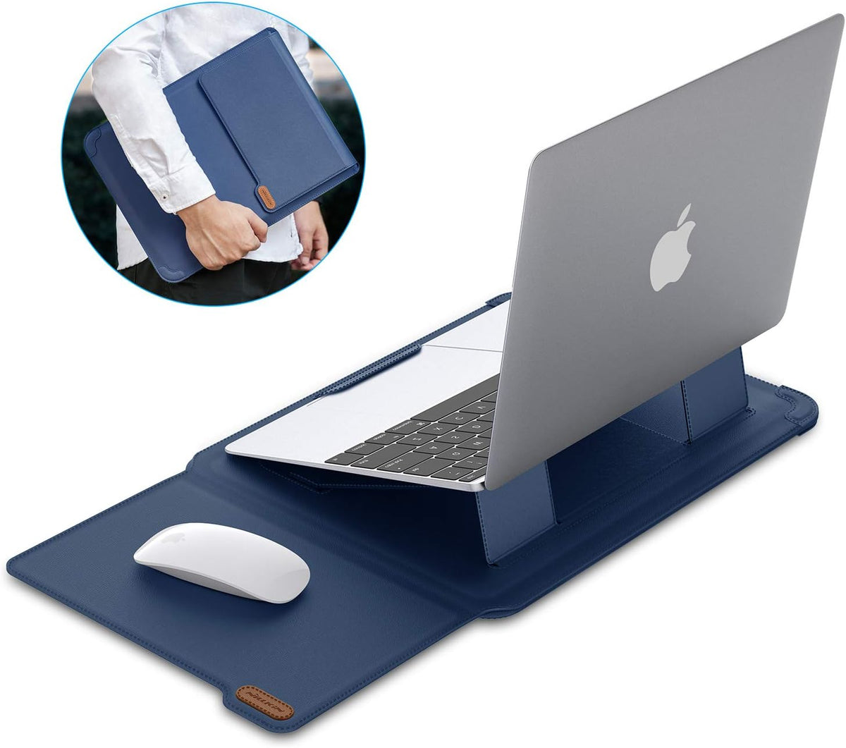 Nillkin Laptop Sleeve 15.6 inch, MacBook Sleeve with Adjustable Stand & Mouse Pad, 2 Stand Modes, 15 inch Laptop Case, Slim MacBook Accessories for Samsung/Surface/Chromebook/HP 13-15.6 inch, Blue