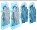 TAILI Hanging Vacuum Storage Sealer Space Saver Bags for Clothes, Coat, Closet Organizers, 4 Pack (2 Long, 2 Short) Blue
