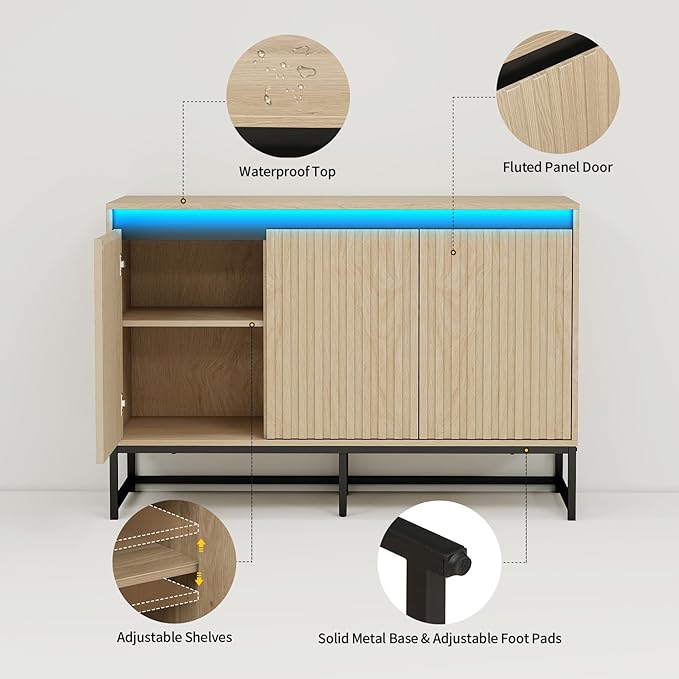 Fluted Sideboard Buffet Cabinet