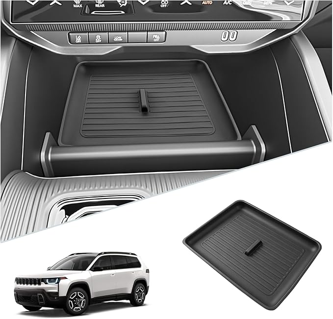 SKTU for 2026 Jeep Cherokee Wireless Charging Mat 2026+ Jeep Cherokee (Base/Laredo/Limited/Overland) Center Console Non-Slip Pad 2026 Cherokee Accessories 2026 Cherokee Rubber Console Mat Durable