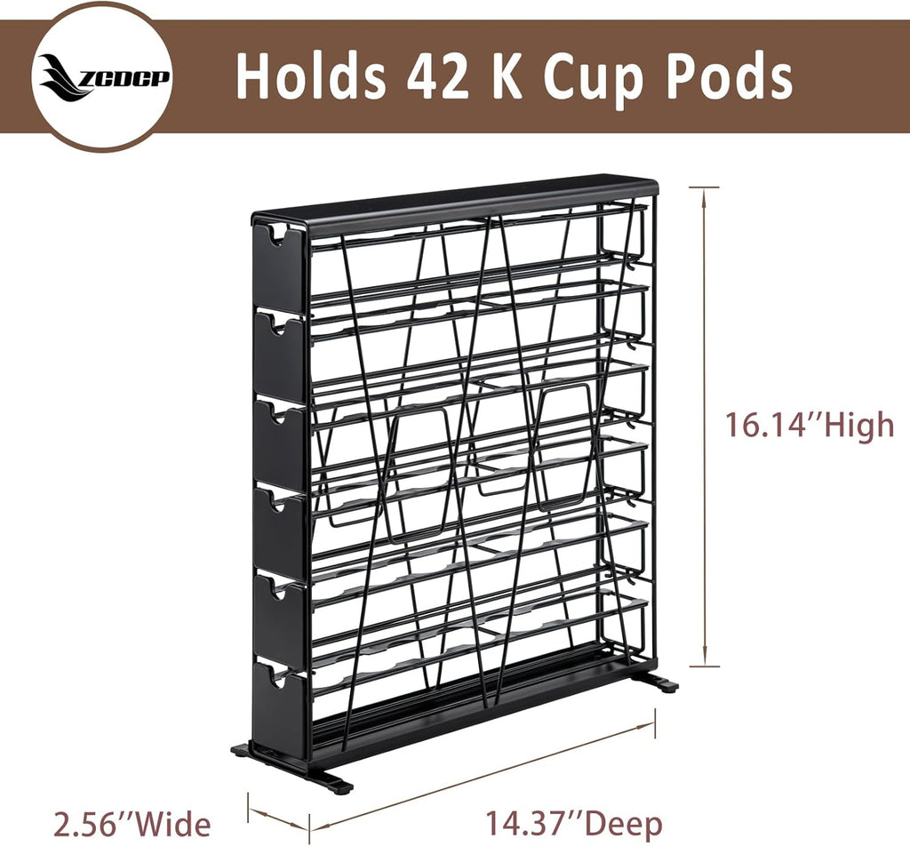 ZCDCP for K Cup Coffee Pod Holder, K Cup Holder Drawer Wall Mounted Coffee Pod Organiser (Holds 42 Coffee Pods)