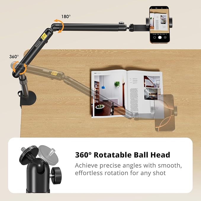 SupeDesk Overhead Camera Mount, Adjustable Desk Mount