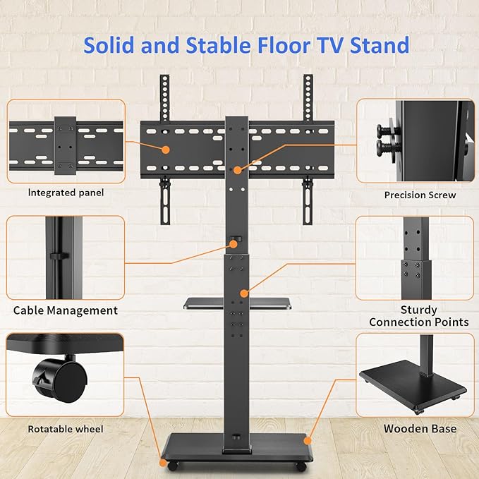 Rolling TV Stand, Mobile TV Cart