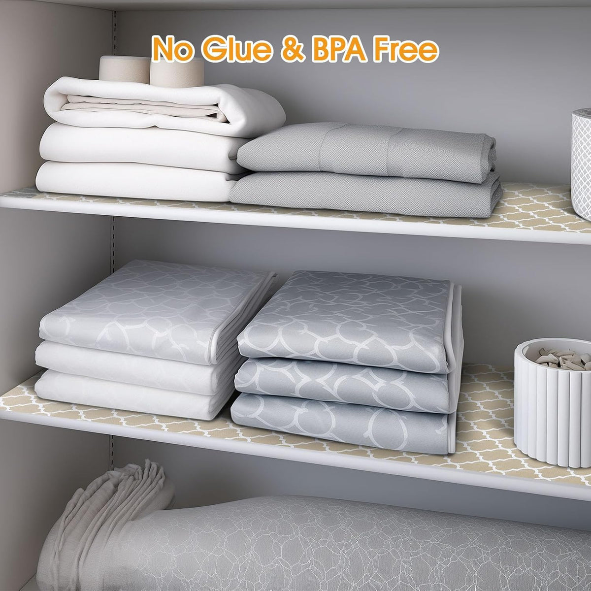 Shelf and Drawer Liner for Kitchen Cabinets Non-Adhesive, Strong Grip Non-Slip Thickened Cabinet Liners for Shelves, Waterproof Mats for Dresser Cupboard, Beige, 17 in x 30 Feet
