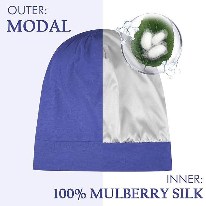 OLESILK 100% Mulberry Silk Bonnet for Sleeping Women, Silk Hair Wrap for Sleeping, Silk Sleep Bonnet for Women&Men, Real Silk, Not Satin