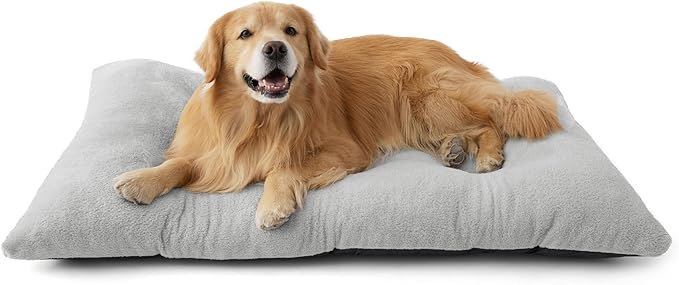 Bedsure Washable XXL Dog Bed for Crate, Giant Comfort Fluffy Plush Pet Pillow Bed Kennel Pad with Non-Slip Bottom, Machine Washable Pet Sleeping Mat for Jumbo, 47"x29", Gray