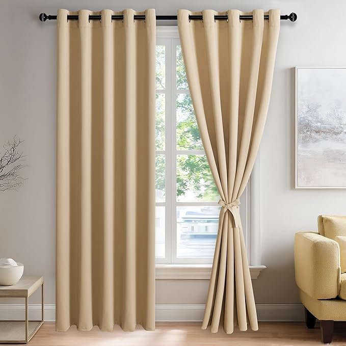 JIUZHEN Beige Blackout Curtains