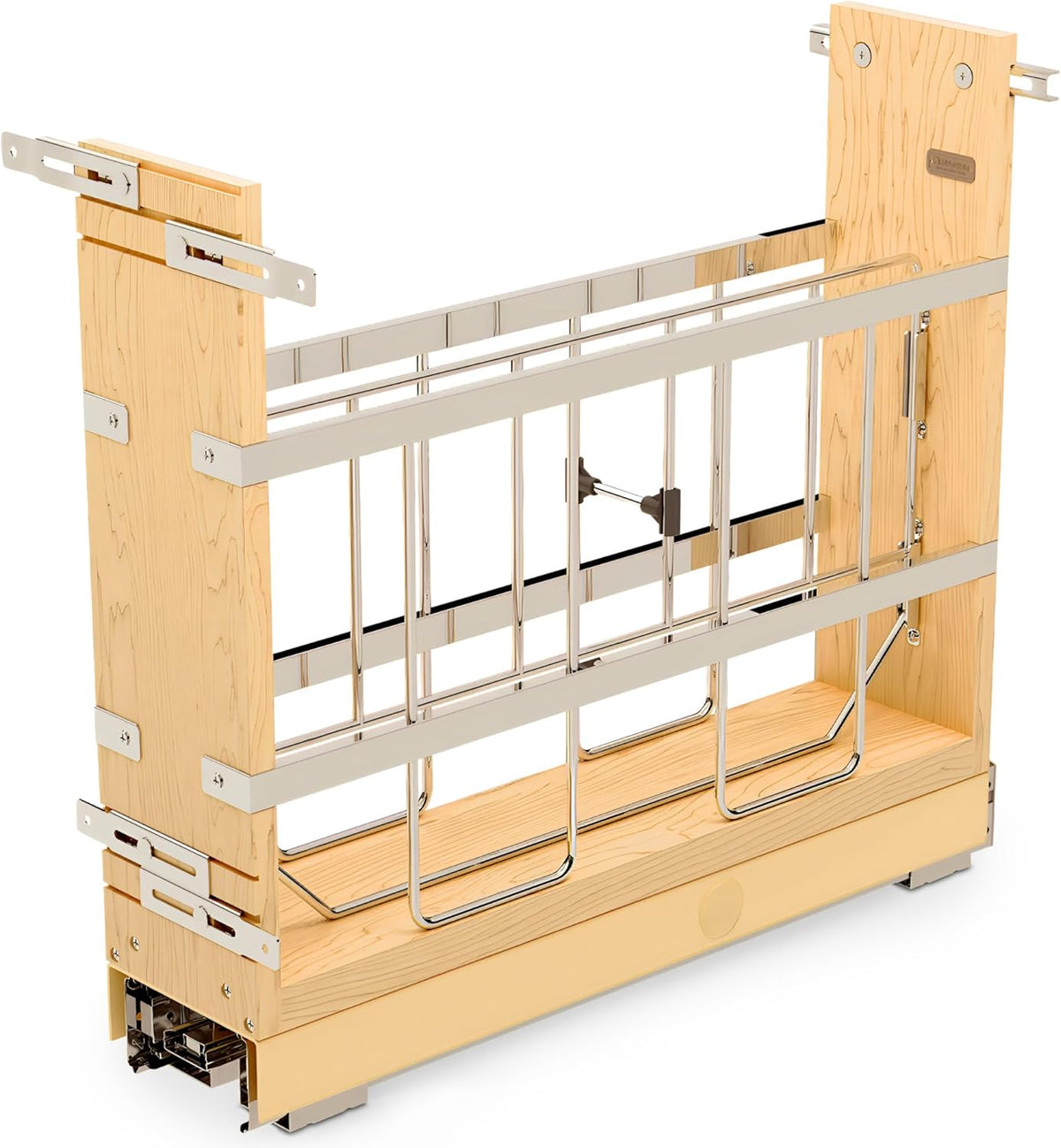 Rev-A-Shelf 5" Pullout Wooden Bakeware Organizer Shelf for Base Kitchen Cabinets w/ Soft-Close and 100 Pound Ball-Bearings, 447-BCBBSC-5C