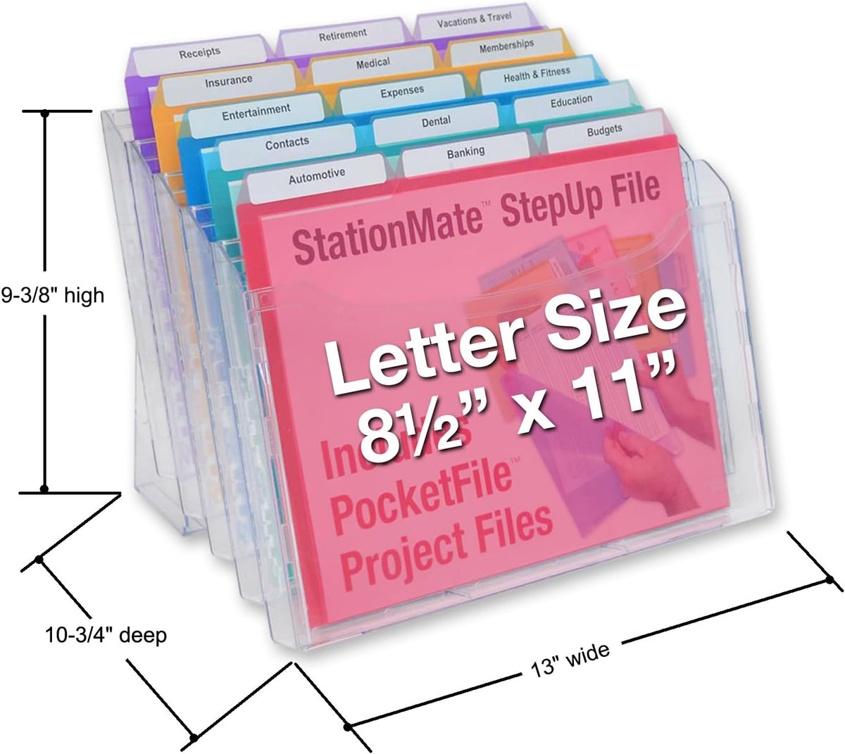 Ultimate Office StationMate Desktop Organizer (Includes 18, 3rd-Cut PocketFiles). Complete Project Manager and File Sorter for The Office or Home with an Incline Design Puts All Files in Clear View