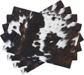Vintage Cowhide Animal Placemats, Natural Rustic Farm Vintage Cow Animal Fur Texture Print Washable Fabric Placemats Table Kitchen Dining Party 12x18 Inch Set of 6