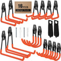 16 Pack Garage Hooks with Anti-Slip Coating Heavy Duty Wall Mount Hooks for Garage Storage and Hanging Hoses Bike Garden Tools Ropes etc