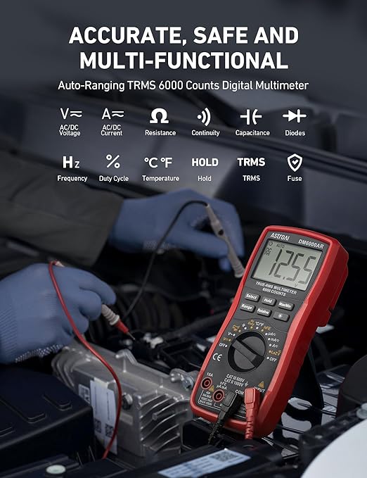 AstroAI Digital Multimeter TRMS 6000 Counts Volt Meter Ohmmeter Auto-Ranging