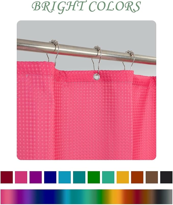 ggaimwf 72x72 Inch Solid Color Shower Curtain for Bathroom Waffle Bath Water Resistant Fabric Curtains Telemagenta Modern Thick Shower Stall Curtain with Metal Hooks