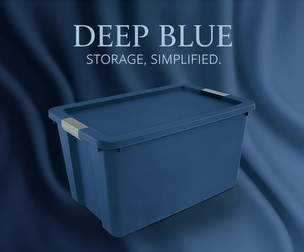 34 Gallon Heavy-Duty Wheeled Storage Bin with Lid – Large Rolling Plastic Container for Garage,Outdoor,Home & Organization Needs,Blue