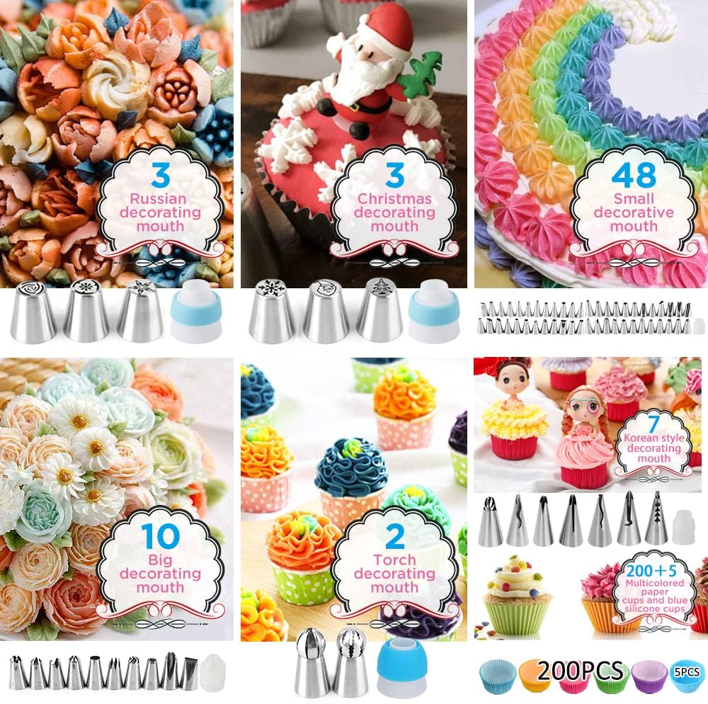 Cake Decorating Kit,635 Pcs Decorating Supplies With 3 Springform Pan Sets Icing Nozzles Rotating Turntable Cake Topper Piping Bags Carrier Holder,Cake Baking Set Tools