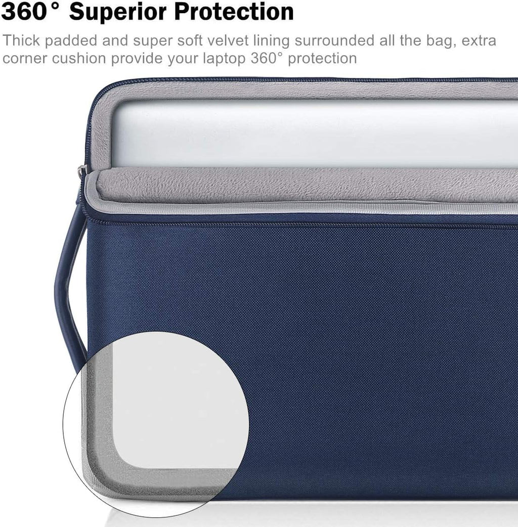 Voova Laptop Sleeve Case 13 13.6 Inch with Handle, 360°Protective Waterproof Slim Computer Bag Cover Compatible with MacBook Air 13 M1/M2/M3/M4 2020-2024, MacBook Pro 13, IPad Air/Pro 13, Blue