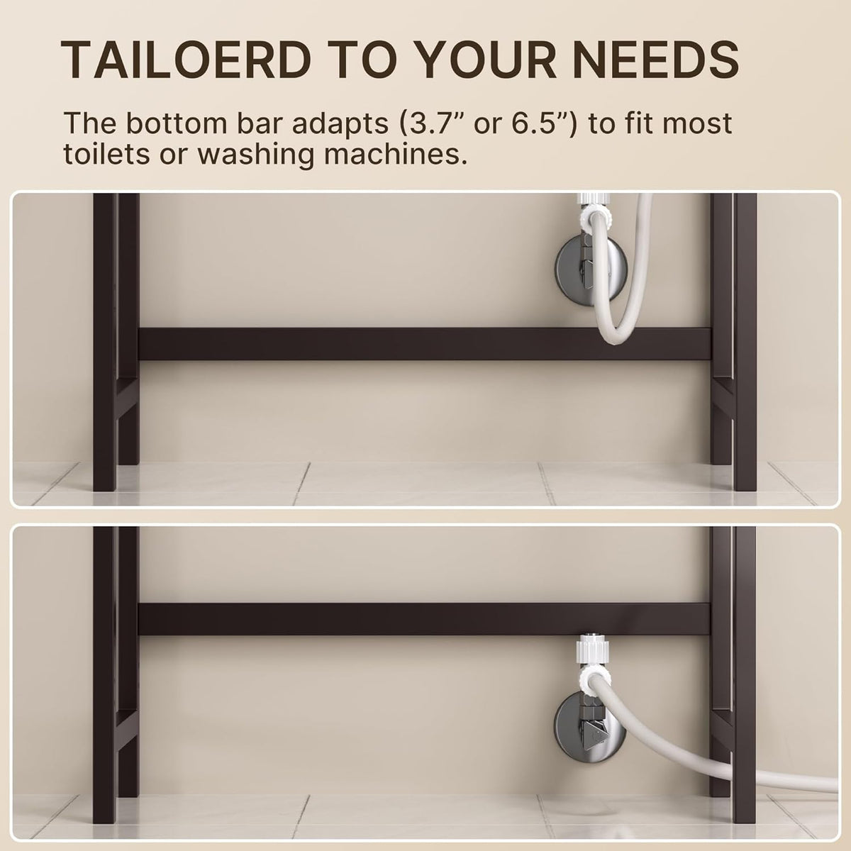 Gizoon Over The Toilet Storage, 3 Tier Bamboo Bathroom Organizer with Adjustable Shelf, Freestanding Above Toilet Stand, Bathroom Storage Shelf Rack