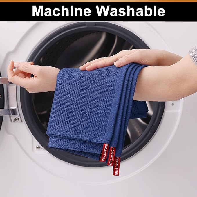 Homaxy 100% Cotton Waffle Weave Dish Cloths - 6 Pack Soft and Absorbent Dish Towels - 12 x 12 Inches Quick Dry Dish Rags - Navy Blue