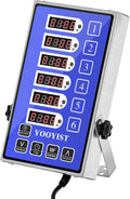 Kitchen Timers for Cooking – 6 Channel Commercial Kitchen Timer Restaurant Kitchen Supplies – Stainless Steel LED Technology Kitchen Timer Digital – Reminder Function, Loud Alarm, Blue