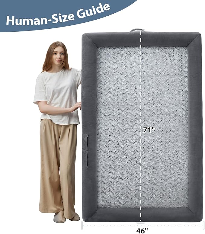 WNPETHOME Human Dog Bed for Adult, Washable Dog Couch with Removable Waterproof Cover, Orthopedic Large Pet Sofa Bed with Bolster Sides for Sleeping