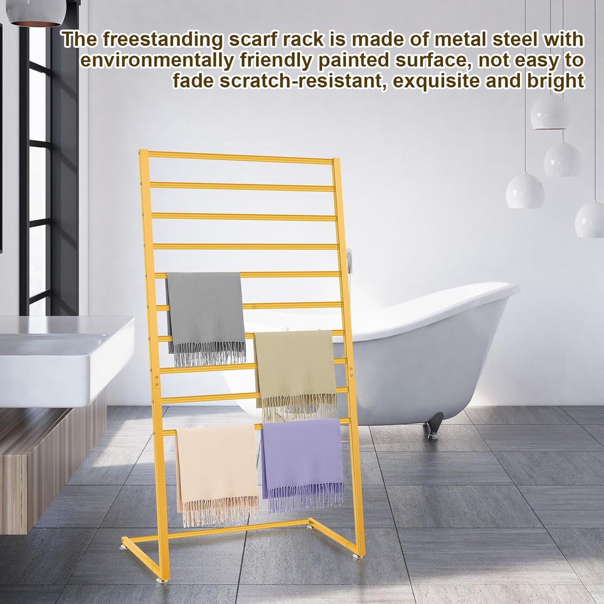 Hijab Organizer, 10 Tier Metal Scarf Holder Organizer, Freestanding Scarf Shawl Display Stand Belt Holder for Boutique Display, Retail Store, Bedroom, Clothing Store