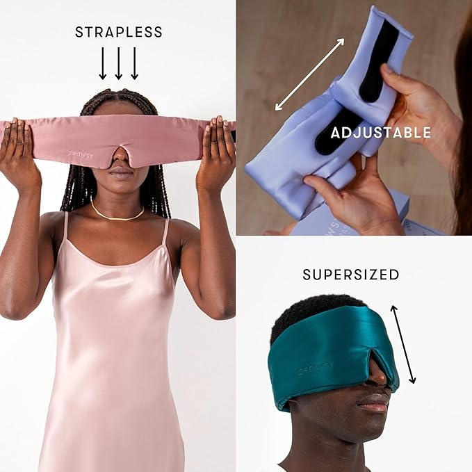 DROWSY Silk Sleep Mask - Face-Hugging, Padded Cocoon for Luxury Sleep in Total Darkness - 100% Pure Mulberry Silk (Green Sapphire)