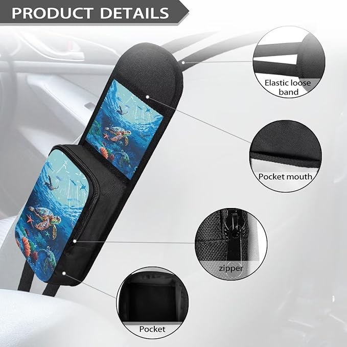 Sea Turtle Car Storage Bag Car Seat Side Hanging Bag Net Bag 2 Pocket Easy To Install Phone Wallet Small Object Storage,Suitable For Most Vehicles Truck Loading And Unloading