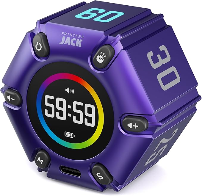 Printers Jack, Productivity Cube Timer, Visual Pomodoro Timer, Mute & Vibration