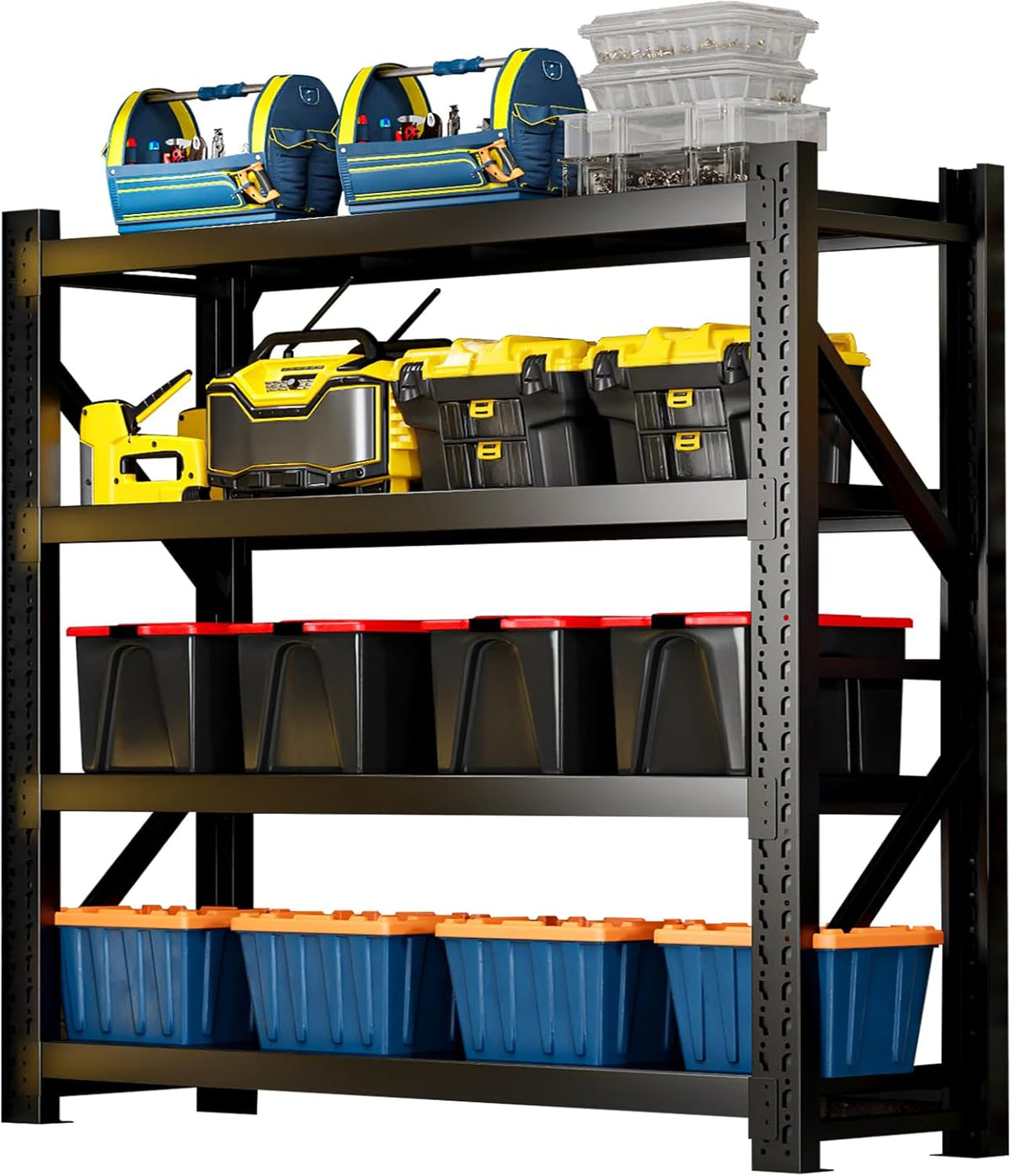 3000LBS Heavy-Duty Garage Shelving, 47" W Metal Shelves, 4-Tier Adjustable Garage Shelving Units, Storage Racks for Warehouse, Workshop