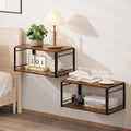 Floating Nightstand Wall Shelf, Wood Bedside Shelf Wall Mounted Nightstand Set of 2, Floating Bedside Table for Bedroom, Living Room, Bathroom, Kitchen, Office (Vintage Brown)