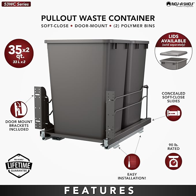 Rev-A-Shelf Double Pullout Trash Cans