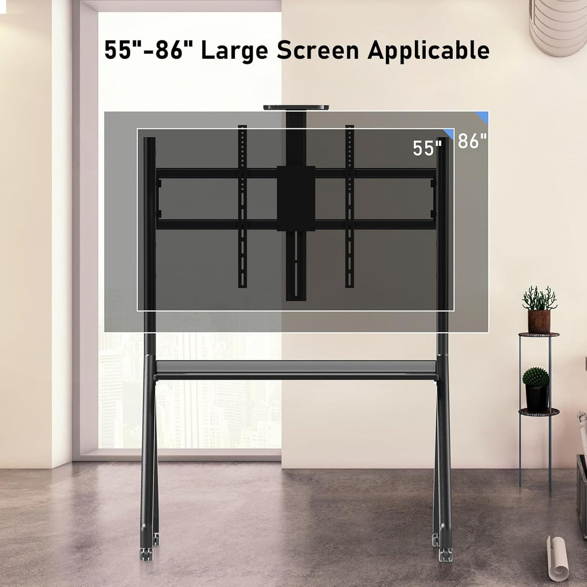 Smart Board Stand for 55"- 86'' Interactive Whiteboard, Mobile Stand for Smart Whiteboard, Lockable Wheels Black