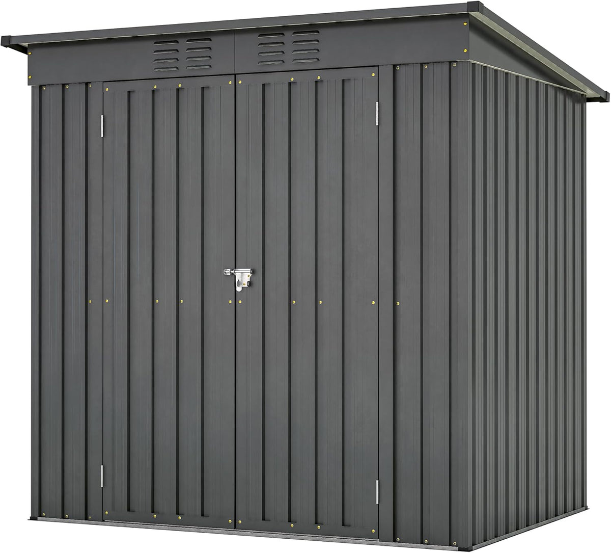 4x6 ft Metal Shed Outdoor Storage Shed,Metal Steel Utility Tool Shed Storage House with Double Lockable Doors and Air Vent for Backyard Garden Patio Lawn Dark Gray