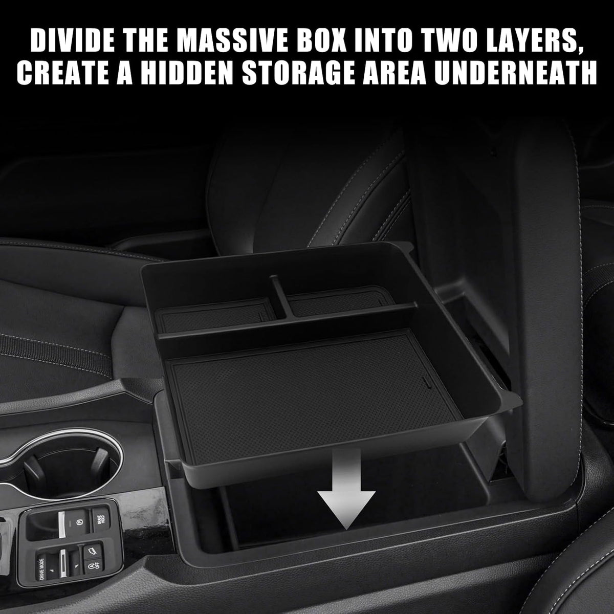 Muslogy for Pilot Center Console Organizer & Dash Storage Tray & Magnet Armrest Hidden Storage Compartment 3PCS Set Compatible with Honda Pilot 2025 2024 2023(Console +Dash Tray+Hidden Organizer)