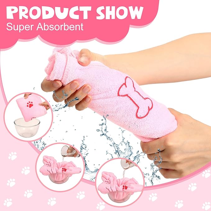 Chumia 4 Pcs Dog Towels for Drying Dog Puppy Bulk Microfiber Absorbent Paw Towel Pet Bathing Supplies Quick Drying for Medium Cats Pets Shower(55 x 28 Inch,Light Pink, Light Blue)