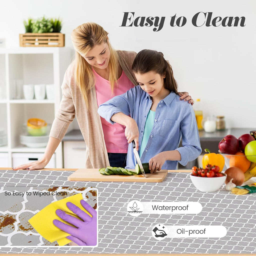 Drawer Shelf Liner for Kitchen Cabinets, Non Adhesive Slip Resistant Shelf Paper Easy to Clean, Strong Grip Thickened Waterproof Washable Mats for Pantry Shelves, Cupboard, Dresser, 17.5 in x 10 FT