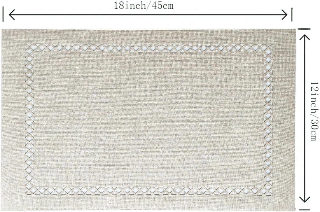Placemats Set of 4, Set of 6 for Dining Table, Placemats with Hollow Edge Table Cloth Set, Table Mats for Dining Table 12"x18" Off-White