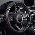 KAFEEK Carbon Fiber Steering Wheel Cover, Universal 15 inch, Anti-Slip, Odorless,Black