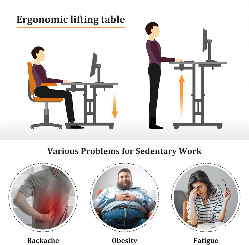 Small Standing Desk with Wheels, Mobile Stand Up Desk, Portable Standing Table on Wheels for Walking Pad, Rolling Computer Desk Adjustable Height, Tall Table