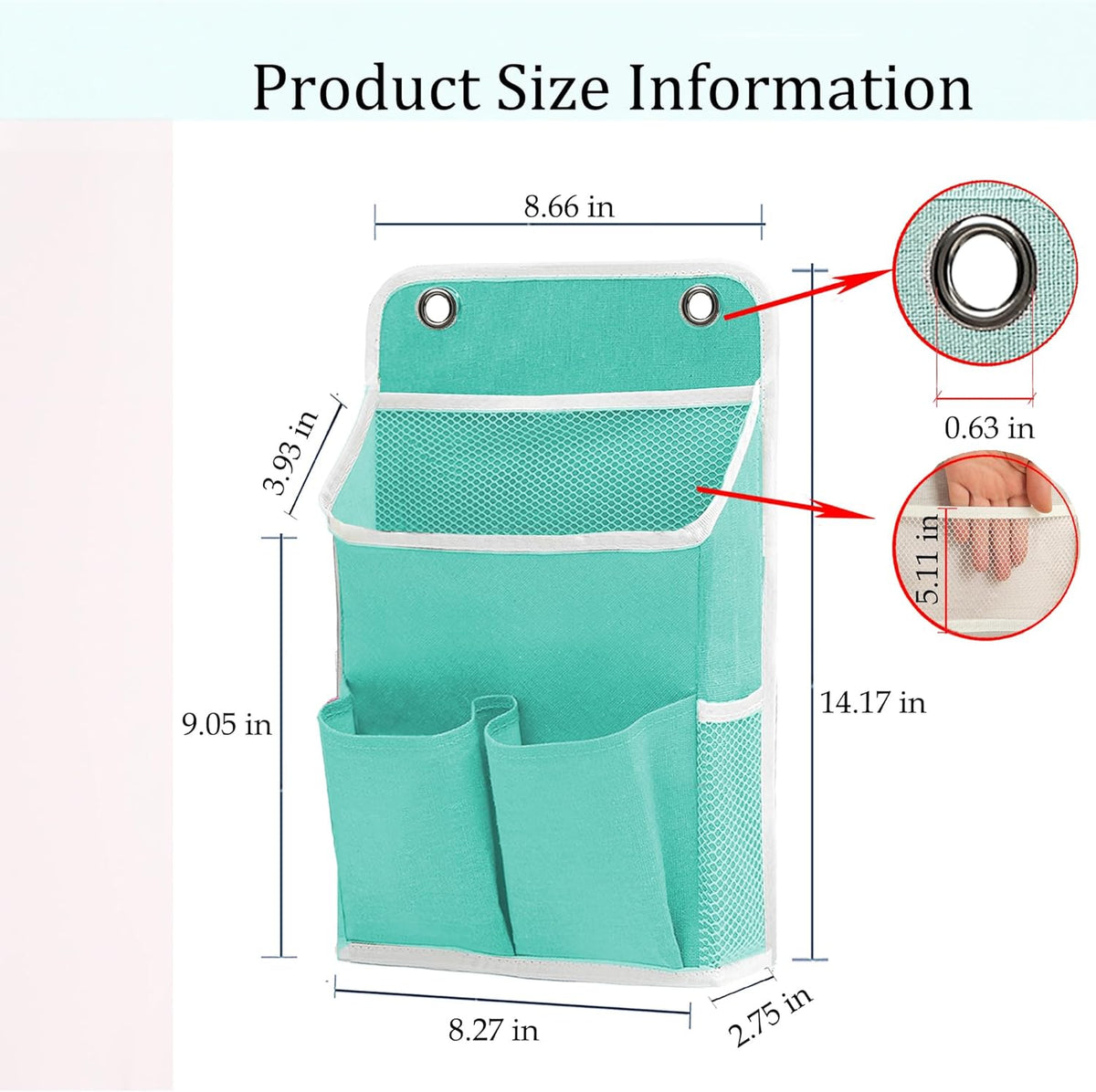 Hanging Basket for Organizing, Wall Organizer with Pockets and Over The Door Organizer，Can for Home, Closet, Office and Camper (2 Green)